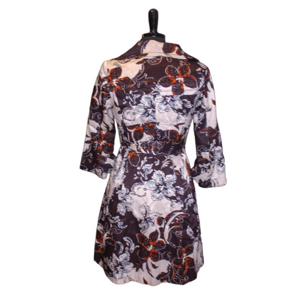 Deux Mille Vingte Belted Jacket Short Trench Floral Print Silk Cotton - Picture 2 of 4